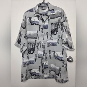Gray Graphic Men's Casual Button Down Shirt